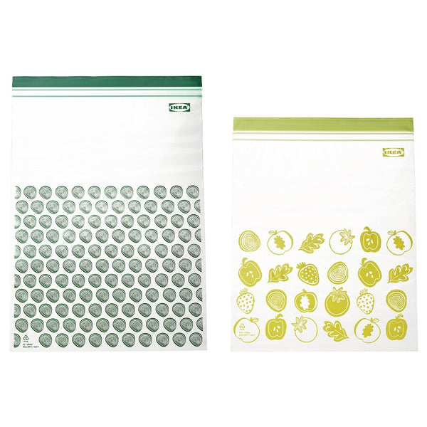 IKEA ISTAD resealable bag, patterned/green