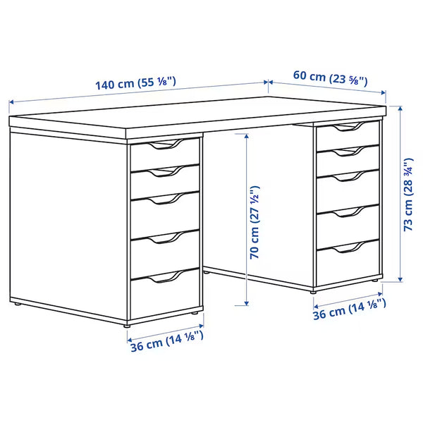 IKEA LAGKAPTEN / 2 ALEX Desk, oak effect, 140x60 cm