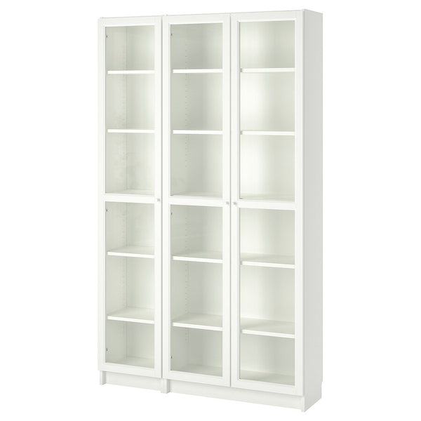 IKEA BILLY Bookcase with glass doors, white, 120x30x202 cm
