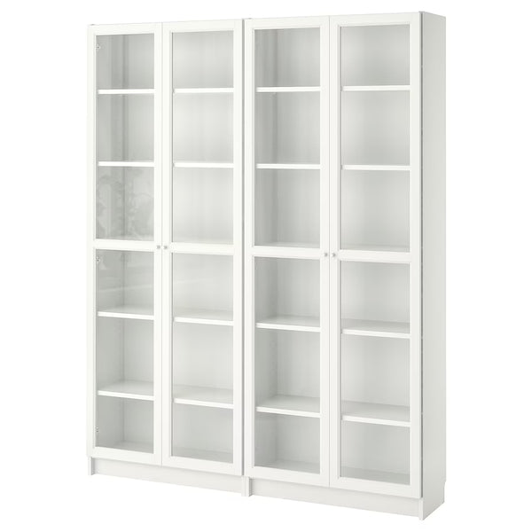 IKEA BILLY Bookcase with glass doors, white, 160x30x202 cm