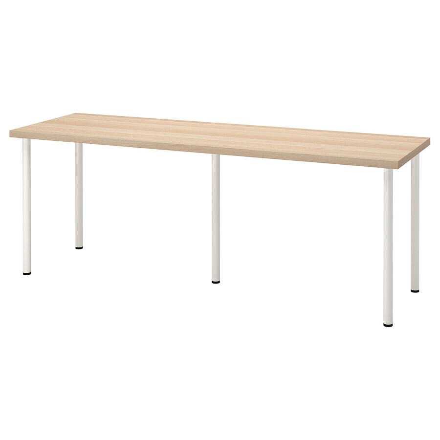 IKEA LAGKAPTEN/ADILS table, white stained oak effect/white, 200x60 cm