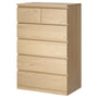 IKEA MALM Chest of 6 drawers, oak veneer, 80x123 cm
