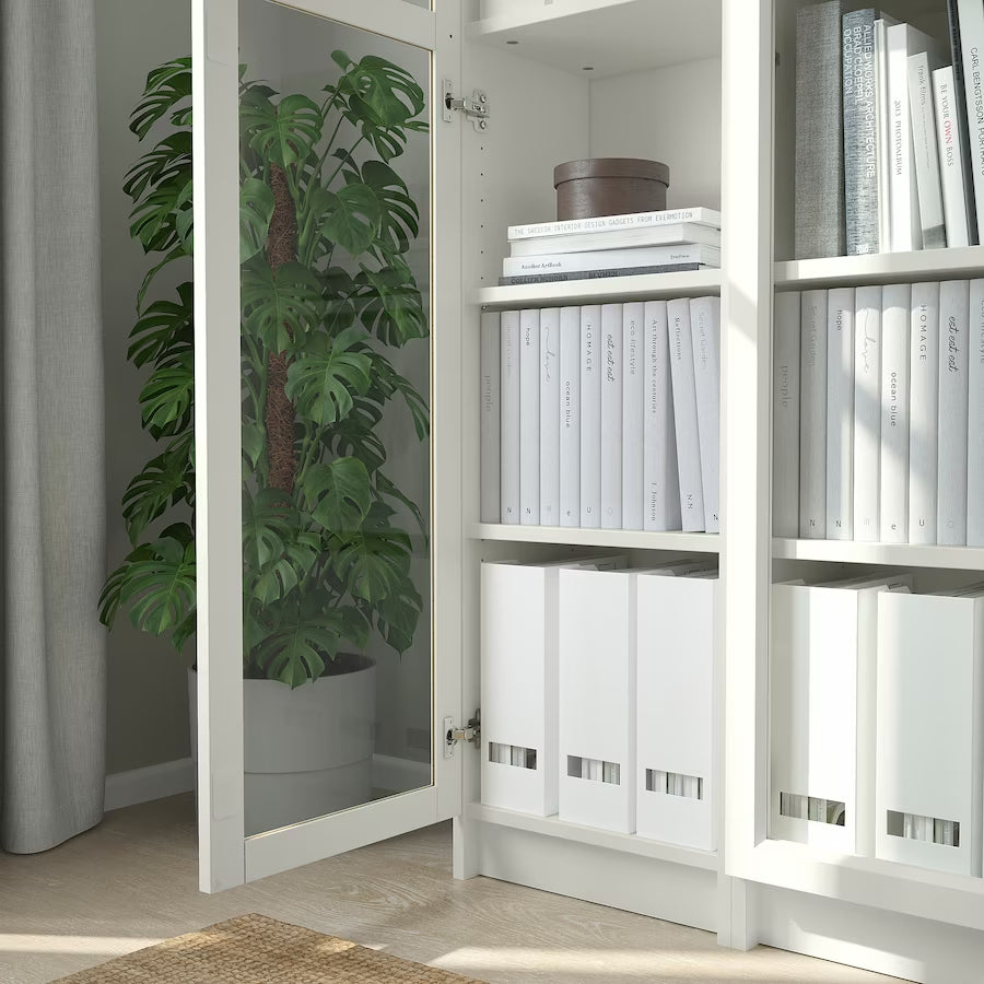 IKEA BILLY Bookcase with glass door, white, 120x30x202 cm