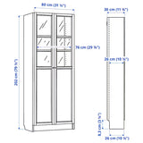 IKEA BILLY Bookcase with panel/glass doors, black oak effect, 80x30x202 cm