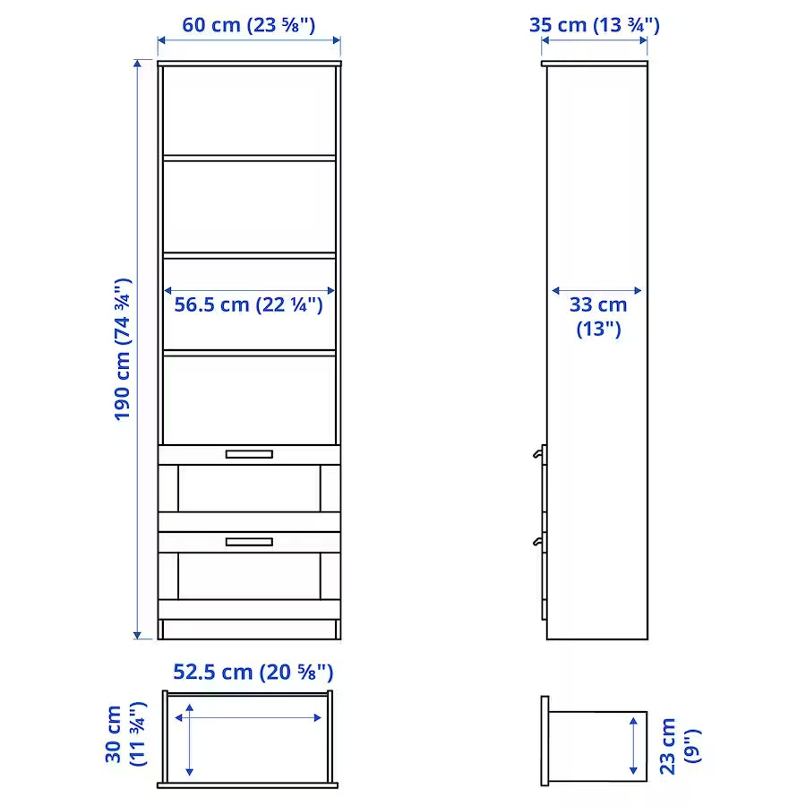 IKEA BRIMNES Bookcase, white, 60x190 cm
