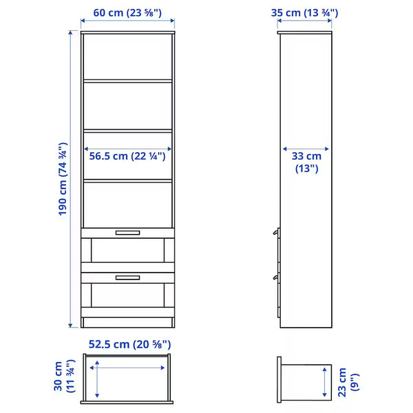IKEA BRIMNES Bookcase, white, 60x190 cm