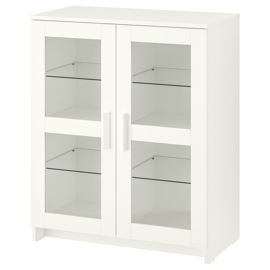IKEA BRIMNES cabinet with doors, glass/white, 78x95 cm