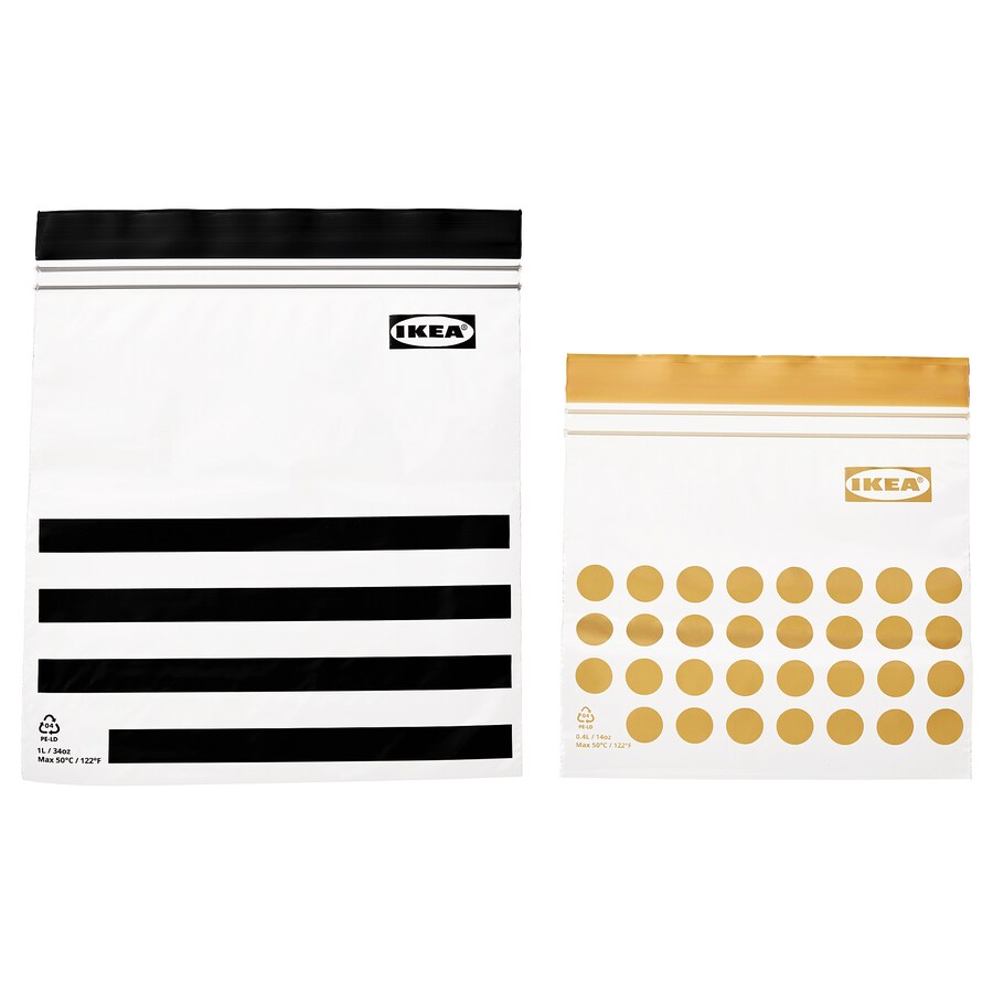 IKEA ISTAD resealable bag, patterned/black yellow