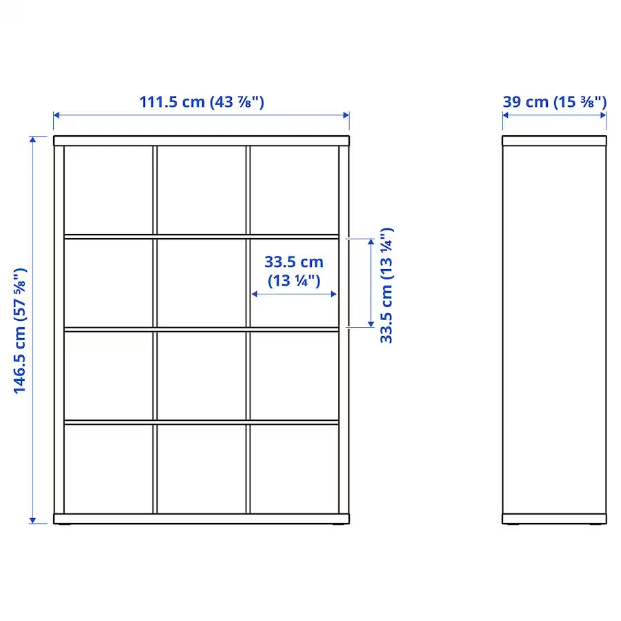 IKEA KALLAX Shelving unit 4x3, oak effect, 112x147 cm