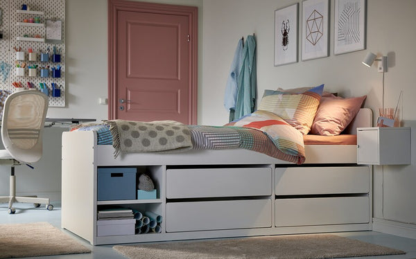 IKEA SLAKT bed frame with storage, white, 90x200 cm