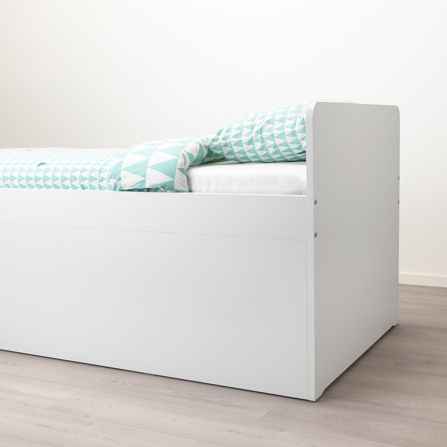 IKEA SLAKT Bed with 1 mattress, white, 90x200 cm