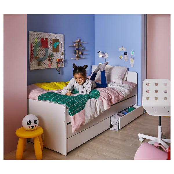 IKEA SLAKT bed frame with underbed and storage white 90x200 cm