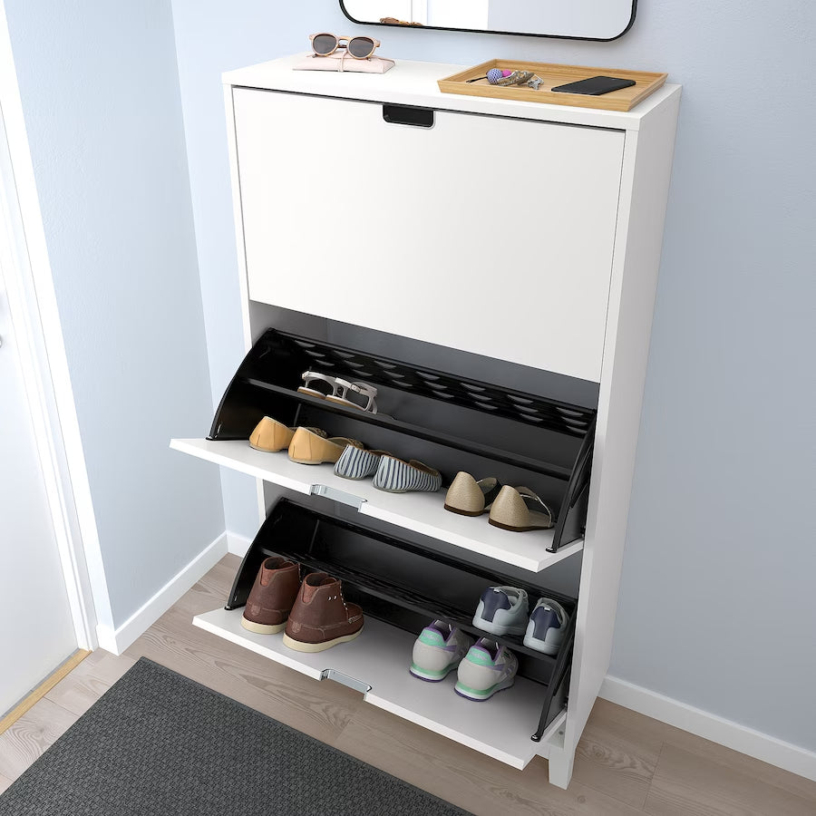 IKEA STALL Shoe cabinet with 3 doors, white, 79x29x148 cm