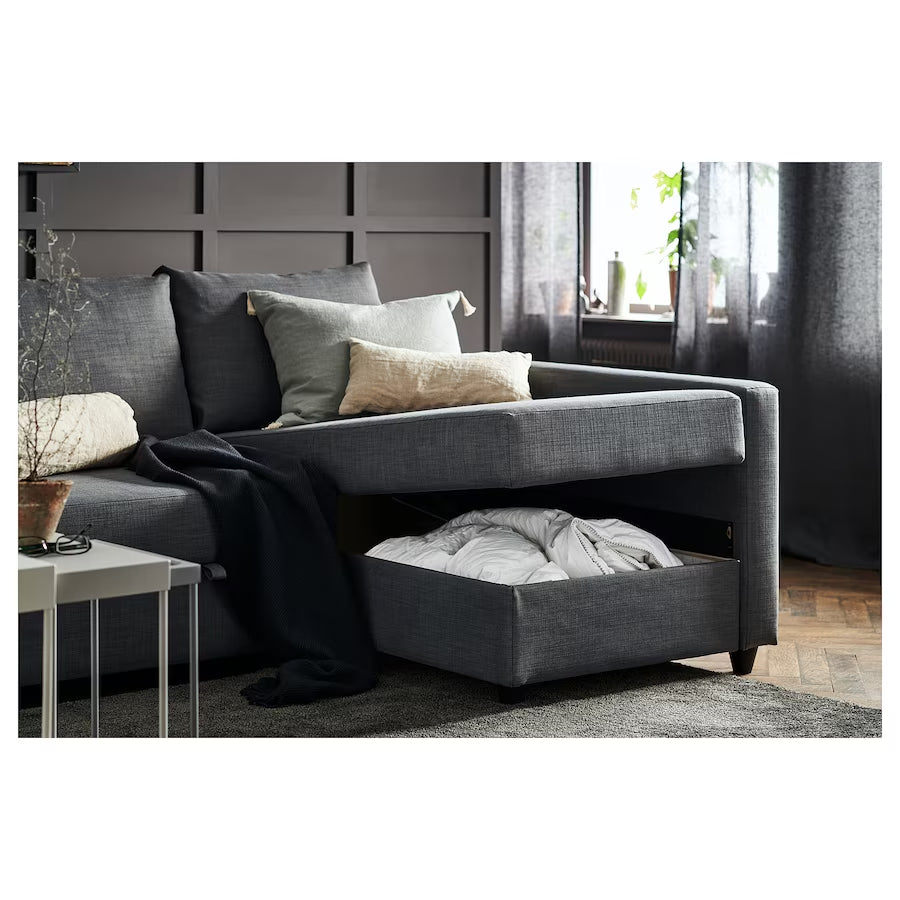 IKEA FRIHETEN Corner sofabed with storage, dark grey GOOD