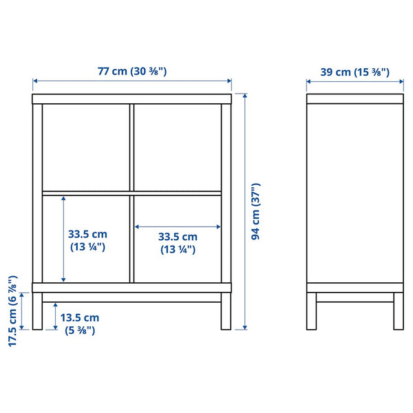 IKEA KALLAX Shelving with underframe, oak/white, 77x94 cm