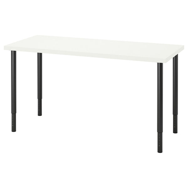 IKEA LAGKAPTEN adjustable table, white/black, 140x60 cm