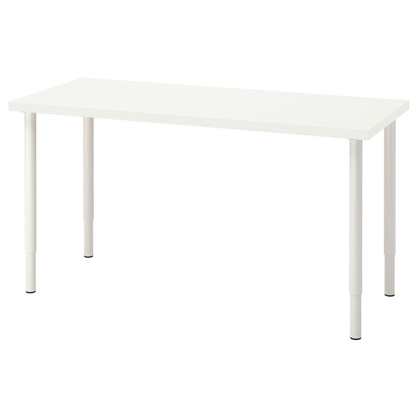 IKEA LAGKAPTEN adjustable table, white/white, 140x60 cm