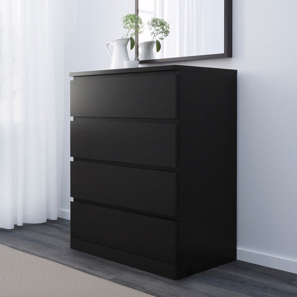 IKEA MALM Chest of 4 drawers, black brown, 80x100 cm