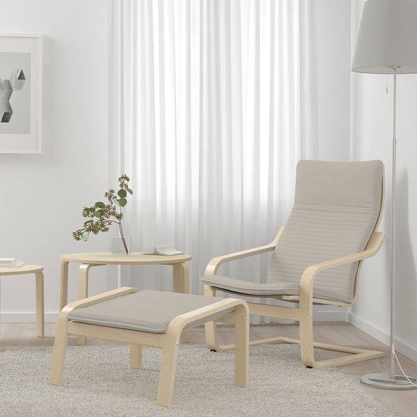 IKEA POANG Footstool, birch veneer/Knisa light beige