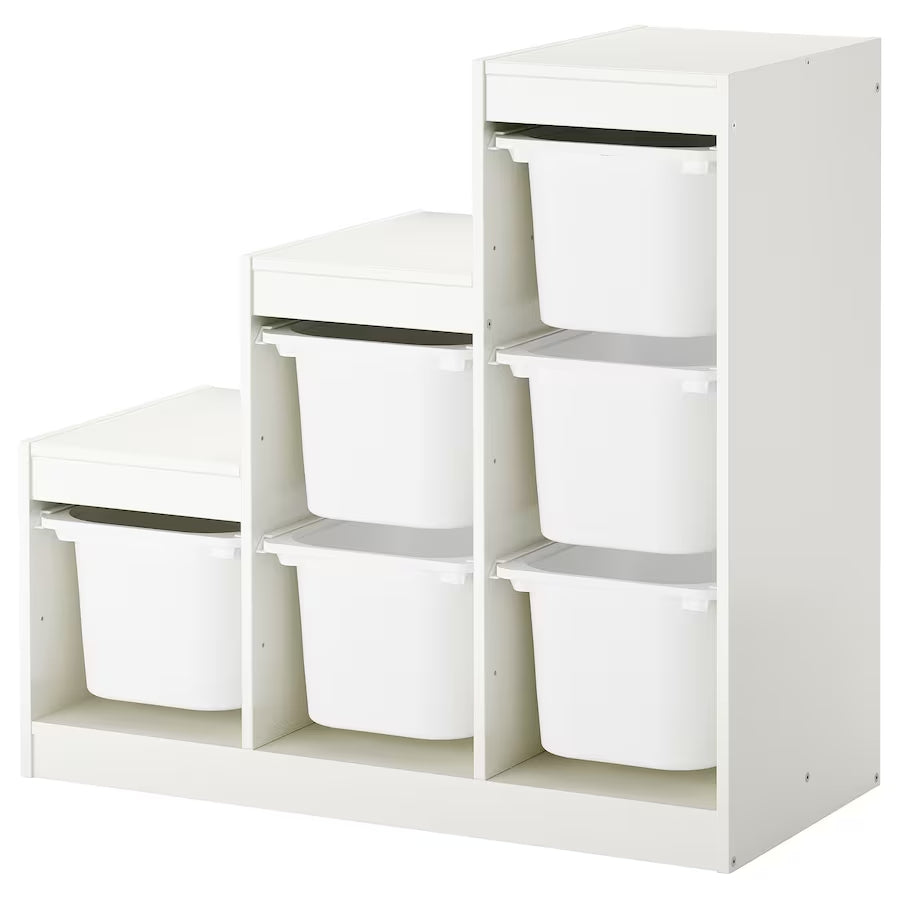 IKEA TROFAST storage combination with 6 boxes, white, 99x44x95 cm