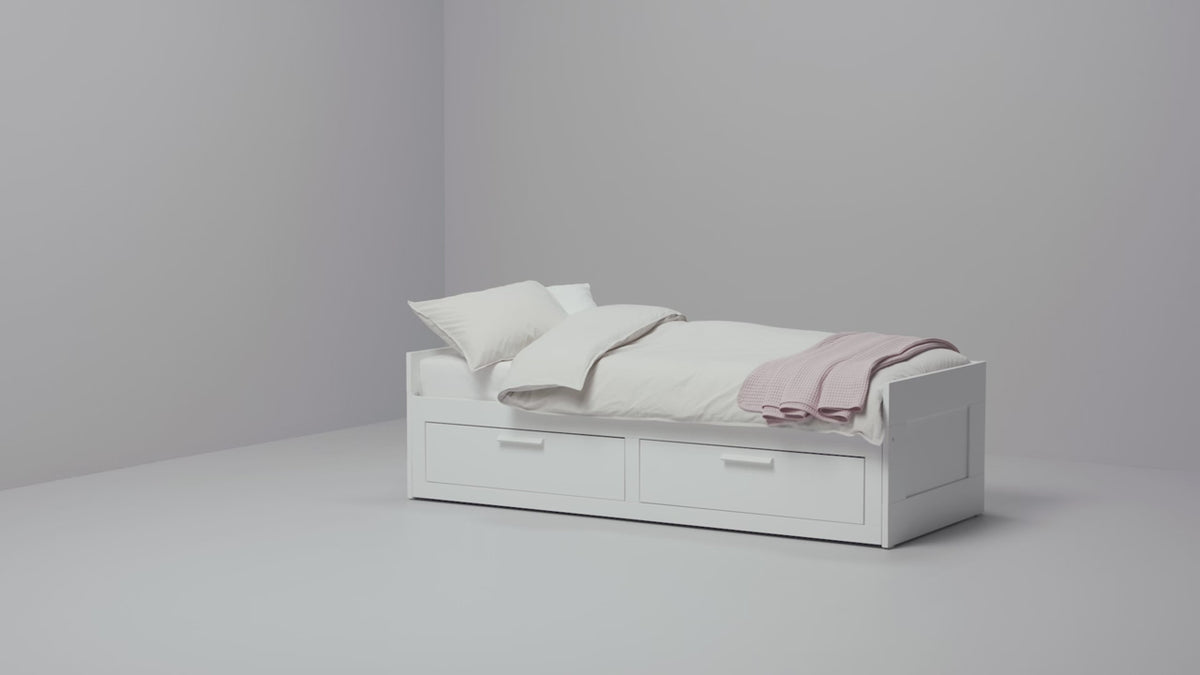 IKEA BRIMNES Day-bed/2 mattresses, white, 80x200 cm