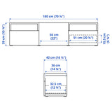 IKEA BESTA TV bench w door/2 drawers, white stained oak,180x42x39 cm