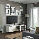 IKEA BESTA TV bench w high gloss white doors, white,180x42x38 cm