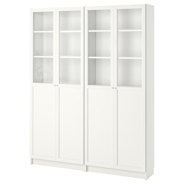 IKEA BILLY bookcase with glass/panel door, white, 160x30x202 cm
