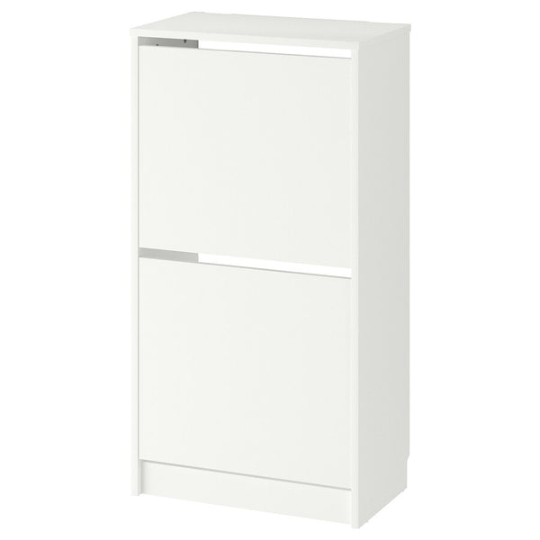 IKEA BISSA shoe cabinet with 2 compartments, white, 49x28x93 cm