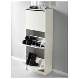 IKEA BISSA shoe cabinet with 3 compartments, white, 49x28x135 cm