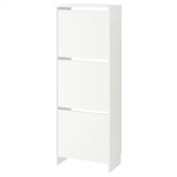 IKEA BISSA shoe cabinet with 3 compartments, white, 49x28x135 cm