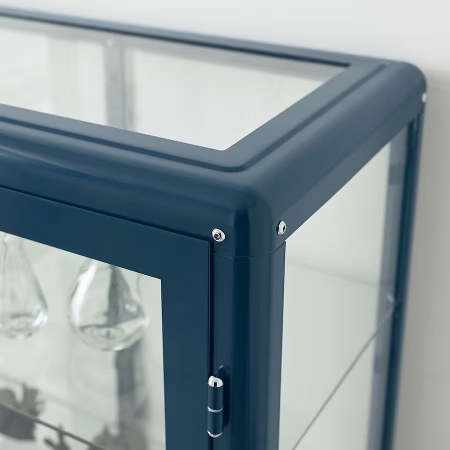 IKEA FABRIKOR Glass-door cabinet, black-blue, 81x113 cm