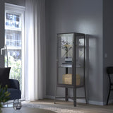 IKEA FABRIKOR Glass-door cabinet, dark grey, 57x150 cm
