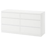 IKEA KULLEN chest of 6 drawers, white, 140x72 cm