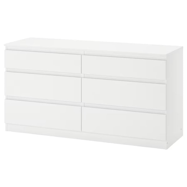 IKEA KULLEN chest of 6 drawers, white, 140x72 cm