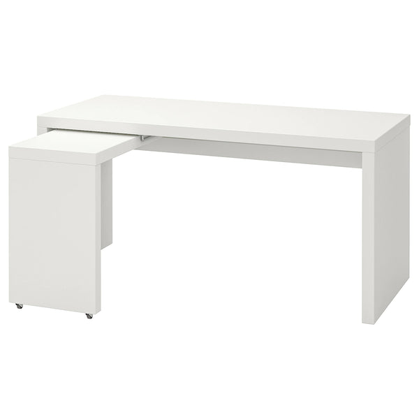 IKEA MALM desk w pull-out panel, white, 151x65 cm