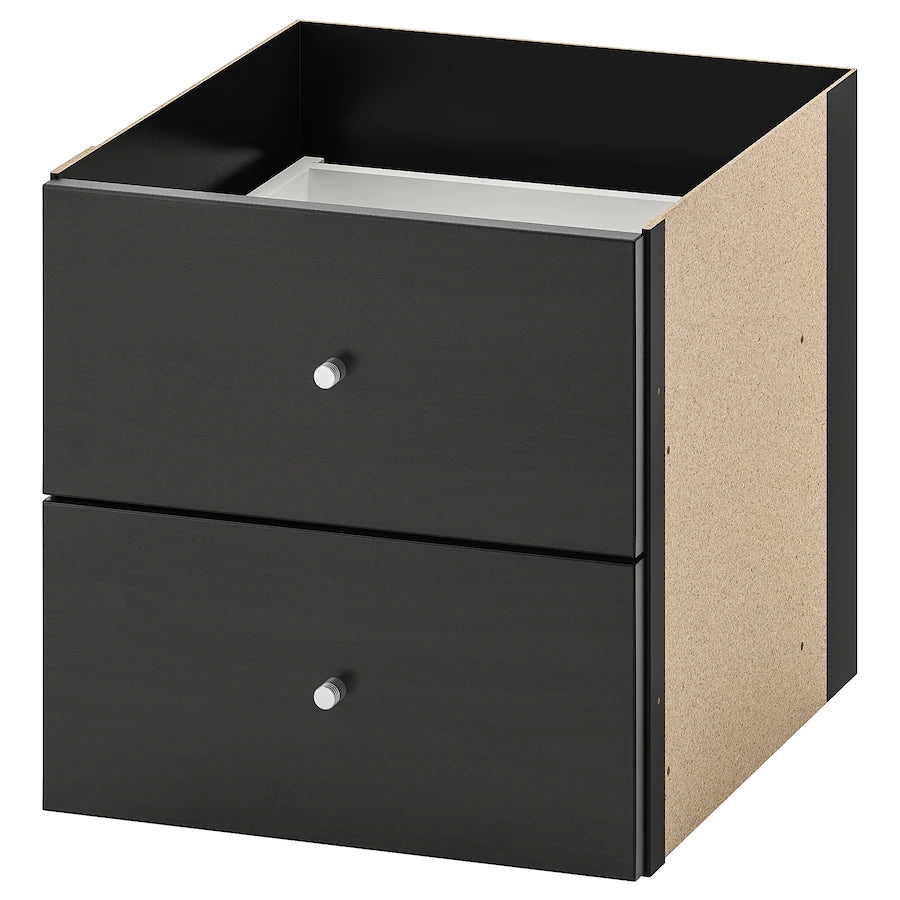 IKEA KALLAX insert with  2 drawers, black-brown, 33x33 cm