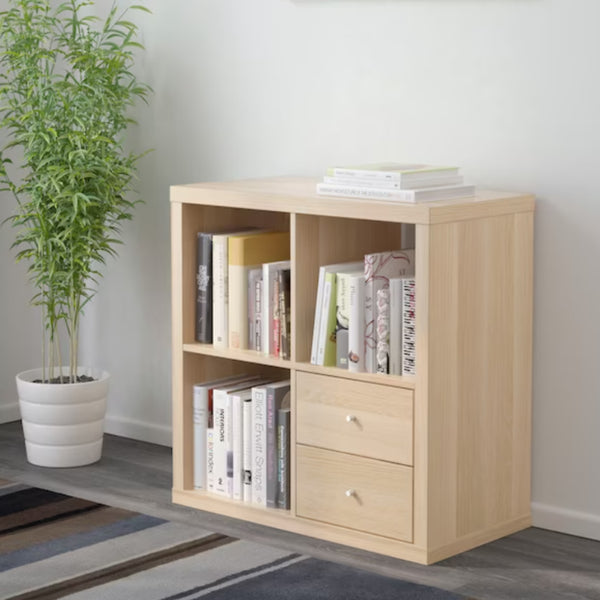 IKEA KALLAX insert with  2 drawers, white stained oak effect, 33x33 cm