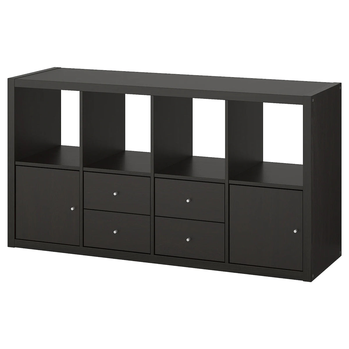 IKEA KALLAX 4x2 shelving with 2 drawers/2 doors, black-brown, 77x147 cm