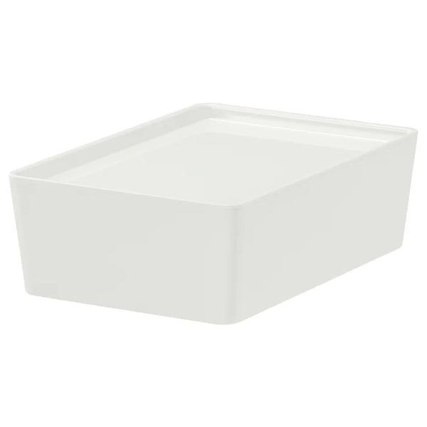 IKEA KUGGIS box with lid, white, 26x18x8 cm