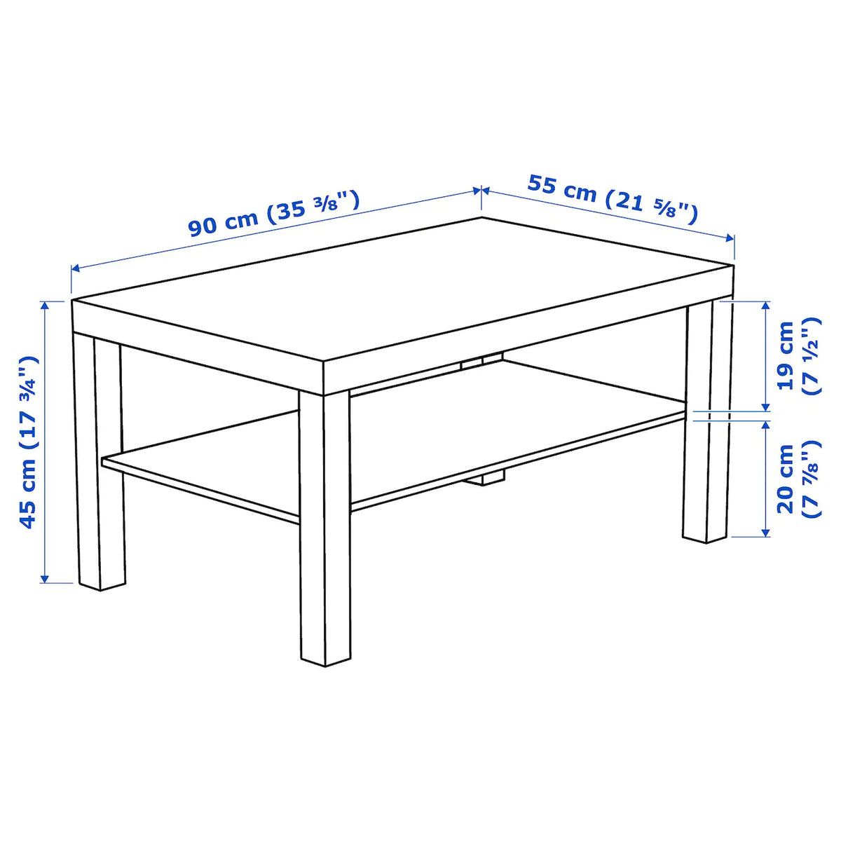 IKEA LACK coffee table, white, 90x55 cm