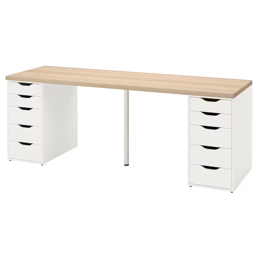  LAGKAPTEN / 2 ALEX table, white stained oak/white, 200x60 cm