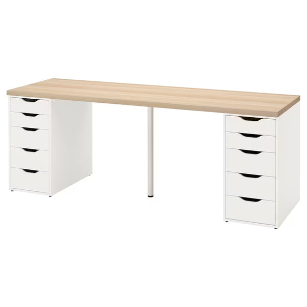  LAGKAPTEN / 2 ALEX table, white stained oak/white, 200x60 cm