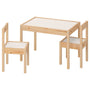 IKEA LATT Children's table with 2 chairs, white/pine