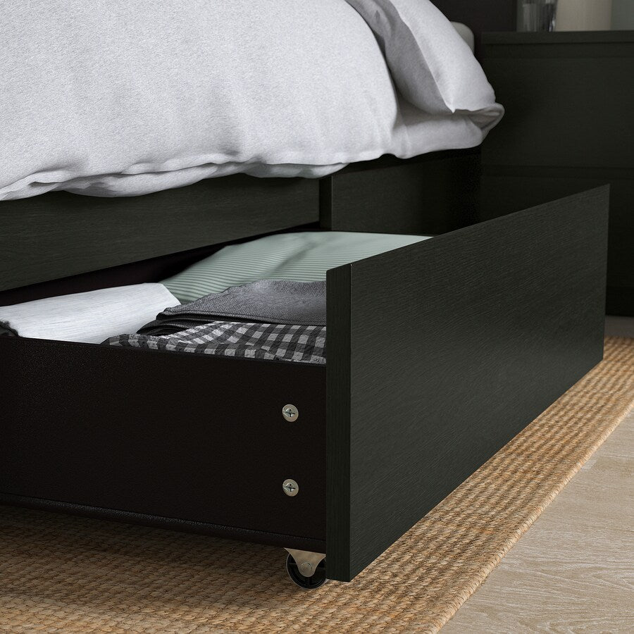 IKEA MALM Bed with 2 drawers, black-brown, Queen