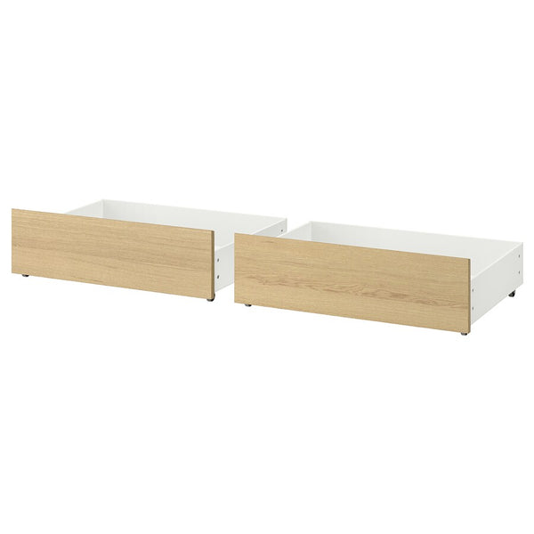 IKEA MALM bed storage box for high bed frame, white stained oak, 2 pack