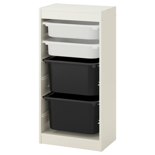IKEA TROFAST Storage combination with 4 boxes, white/black, 46x30x95 cm