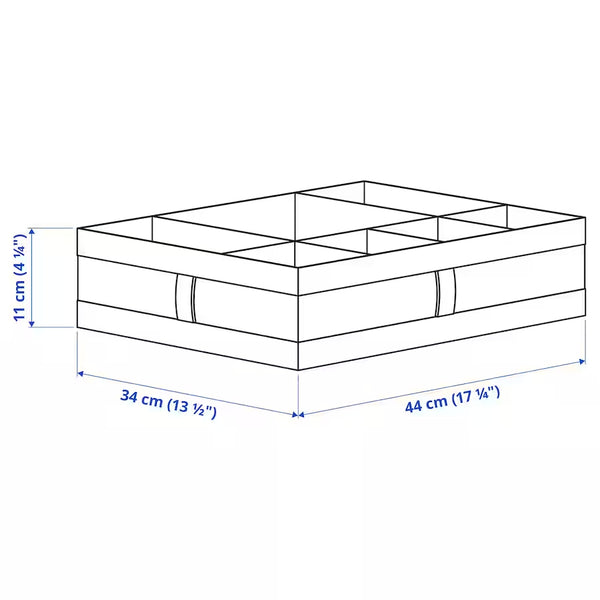 IKEA SKUBB box with compartments, white, 44x34x11