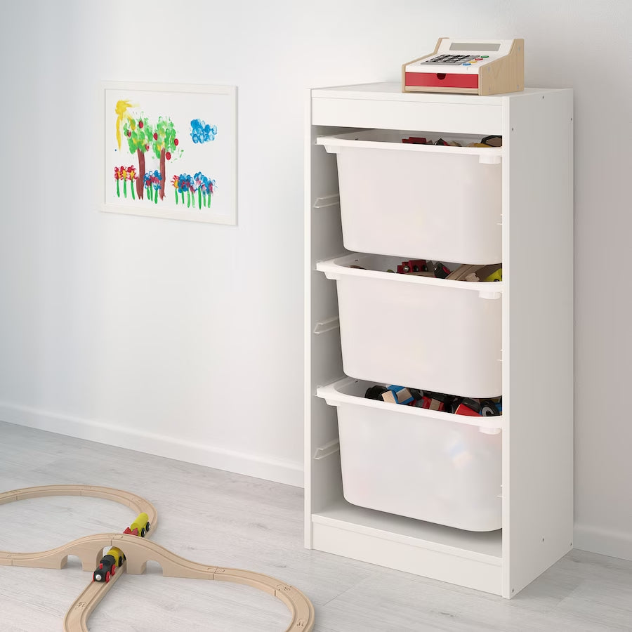 IKEA TROFAST Storage combination with 3 boxes, white, 46x30x95 cm
