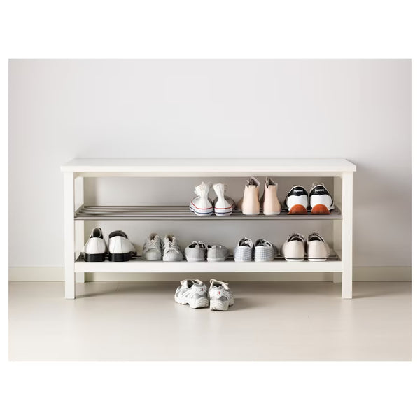 IKEA TJUSIG Bench with shoe storage, white, 108x34x50 cm